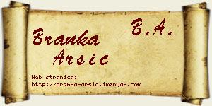 Branka Arsić vizit kartica